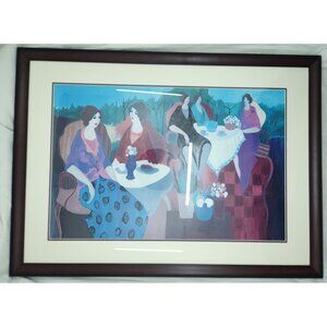 Itzchak Tarkay Morning Social Seriolithograph Framed Figurative Art
